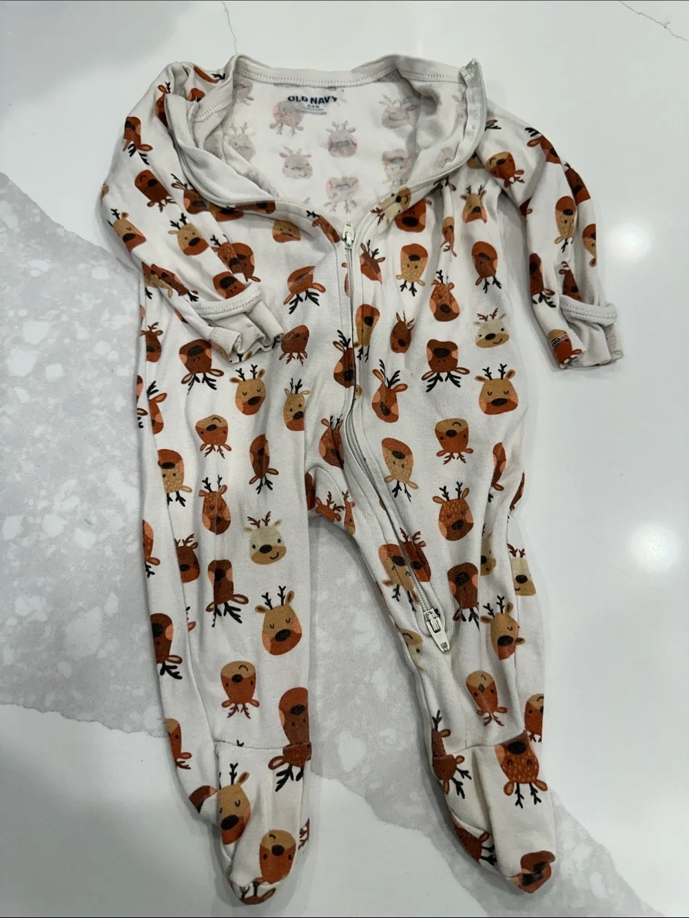 Old Navy Reindeer & Santa Holiday Baby Footed Sleepers